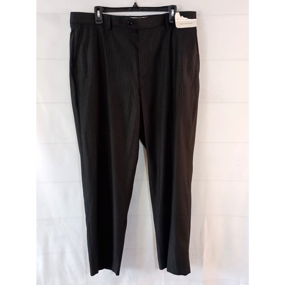 Louis Raphael Men’s Trouser Pants 38x30 Black Pinstripe Flat Front NWT